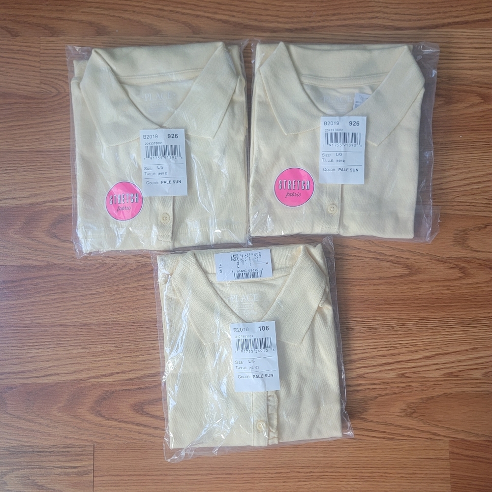 Yellow Polo Shirts Girls Uniform Size 10 New